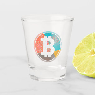 Verre A Shot Bitcoin Pastel Pop Art Halftone Logo