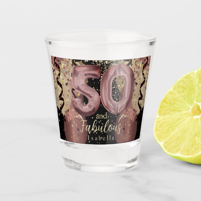 Verre A Shot Black and Rose Gold Parties scintillant 50e annive (Devant)