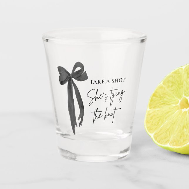 Verre A Shot Black Bow She's Tying the Knot Fête des mariées (Devant)