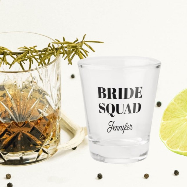 Verre A Shot Black Wedding Bride Squad Personalized (In Situ)