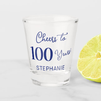 Verre A Shot Bleu marine Félicitations pour 100 ans 100e annive