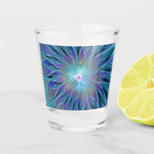 Verre A Shot Blue Purple Flower Dream Abstrait Fractal Art