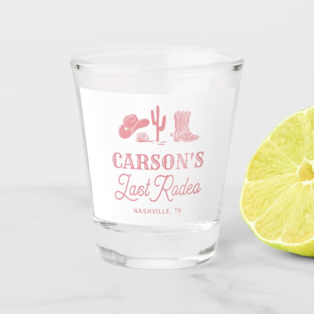 Verre A Shot Blush rose Dernier Rodéo Cowgirl Bachelorette Part (Devant)