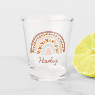 Verre A Shot Boho rose Brown arc-en-ciel Nom personnalisé Monog
