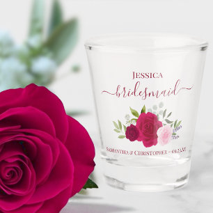 Verre A Shot Boho rose chaud Roses Élégant Mariage Bridesmaid