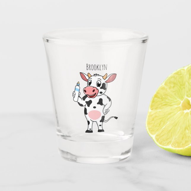 Verre A Shot Bonne vache avec dessin animé de biberon (Devant)