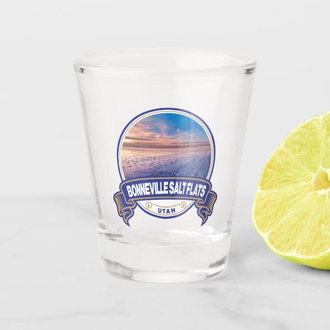 Verre A Shot Bonneville Salt Flats Utah Insigne de voyage (Devant)