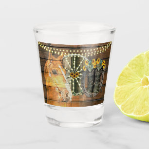 Verre A Shot Botte de cowboy Rustique Cheval tournesol Wagon