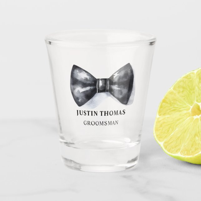 Verre A Shot Bowtie Wedding Party Groomsman Cadeau (Devant)