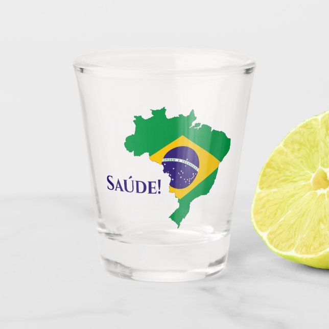 Verre A Shot Brésil Carte du Drapeau Brésilien Saúde Salers (Devant)