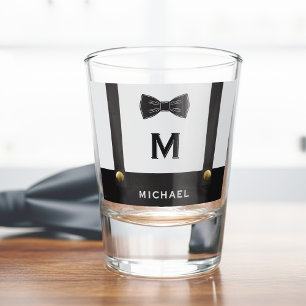 Verre A Shot Bretelles & Nœud Papillon Nom Monogramme Garçon