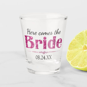 Verre A Shot Bride et diamants de Parties scintillant rose chau