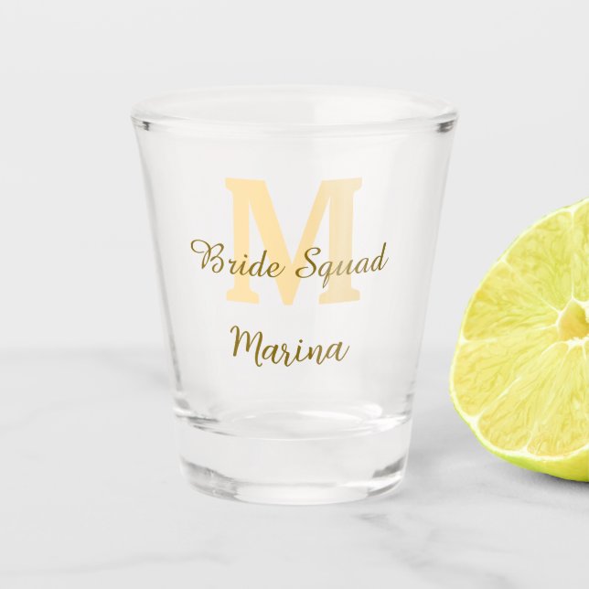 Verre A Shot Bride squad monogram golden bridal shower simple  (Devant)