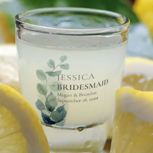 Verre A Shot Bridesmaid Eucalyptus Green Mariage Custom Shot