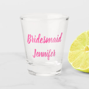 Verre A Shot Bridesmaid Pink Nom personnalisé Cadeaux Mariage