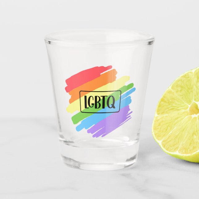 Verre A Shot Brushstrokes LGBTQ Arc-en-ciel (Devant)