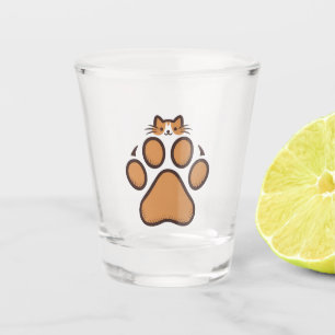 Verre A Shot Cachet de chat mignon en Empreinte de patte - Illu