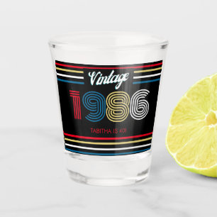 Verre A Shot Cadeau 40e anniversaire Vintage 1986 Rayure Rétro