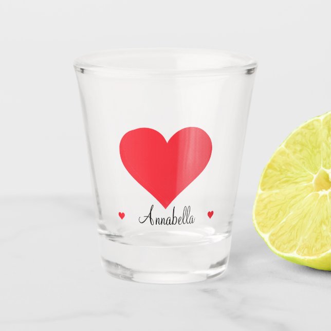 Verre A Shot Cadeau Cute Avec Grand Coeur Rouge Nom Cool Modern (Devant)