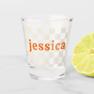 Verre A Shot Cadeau d'anniversaire personnalisé à damier pour u