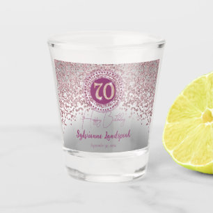 Verre A Shot Cadeau de 70 ans pailleté argent chic et or rose
