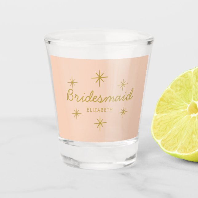 Verre A Shot Cadeau de demoiselle d'honneur Étoiles de calligra (Devant)