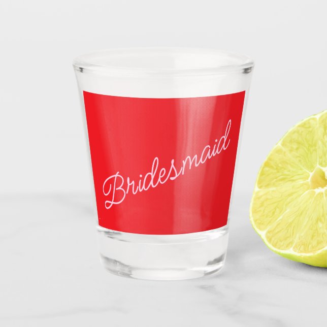 Verre A Shot Cadeau de demoiselle d'honneur Rose Rouge Remercie (Devant)