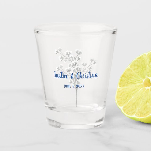 Verre A Shot Cadeau de mariage personnalisable Fleur grise (Devant)