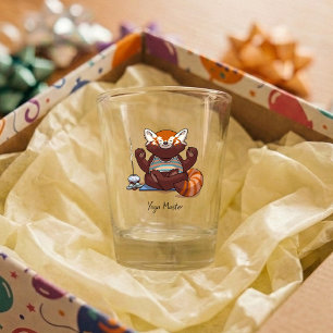 Verre A Shot Cadeau Meilleur Professeur de Yoga Panda Roux Illu