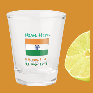 Verre A Shot Cadeau personnalisé Drapeau de l'Inde