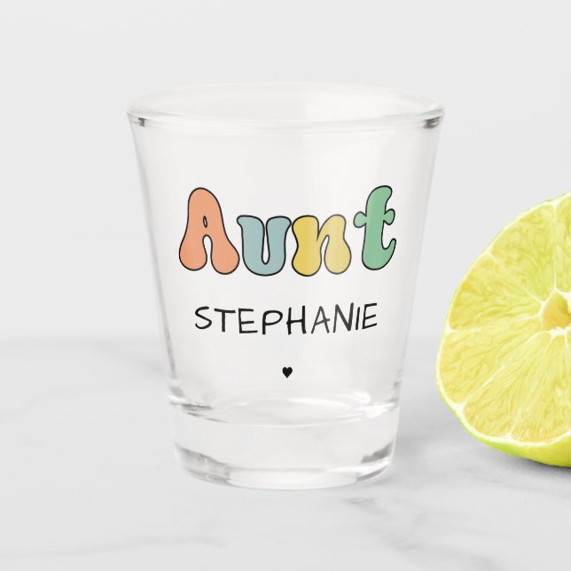 Verre A Shot Cadeau Retro Tante Personnalisé | Tante personnali (Devant)