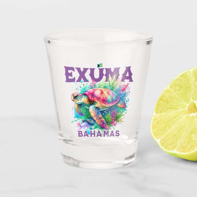 Verre A Shot Cadeau souvenir Bahamas : Exuma Bahamas Sea Turtle (Devant)