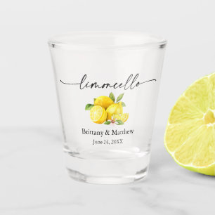 Verre A Shot Calligraphie Encre Limoncello Aquarelle Lemons