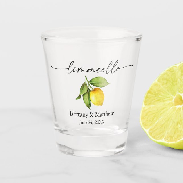Verre A Shot Calligraphie Encre Limoncello Aquarelle Lemons (Devant)