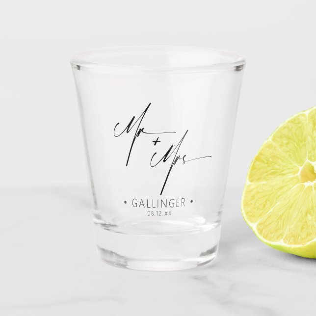 Verre A Shot Calligraphie moderne M. & Mme Black ID1025 (Devant)