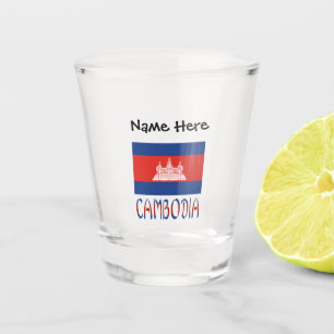 Verre A Shot Cambodge et drapeau cambodgien avec votre nom Shot