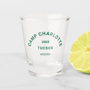 Verre A Shot Camp Thème Bachelorette Forêt Green Crest