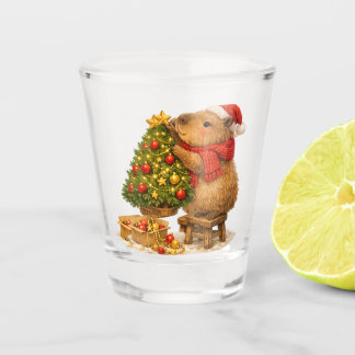 Verre A Shot Capybara de Noël décorant l'arbre