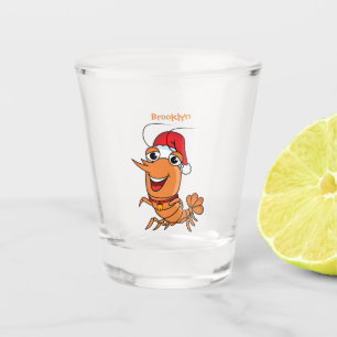 Verre A Shot Caricature de crevettes de Noël joyeux