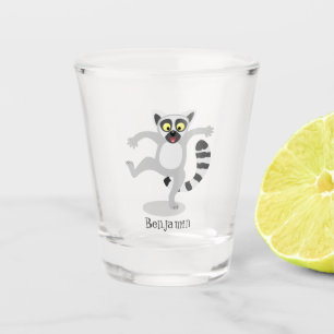 Verre A Shot Caricature de danse lémurienne en anneau mignon