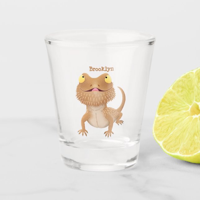 Verre A Shot Caricature de lézard de dragon à barbe (Devant)