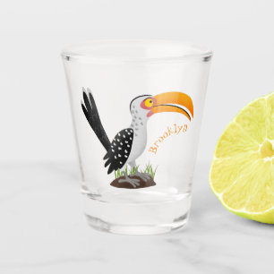 Verre A Shot Caricature d'oiseau de safari de barbecue jaune am