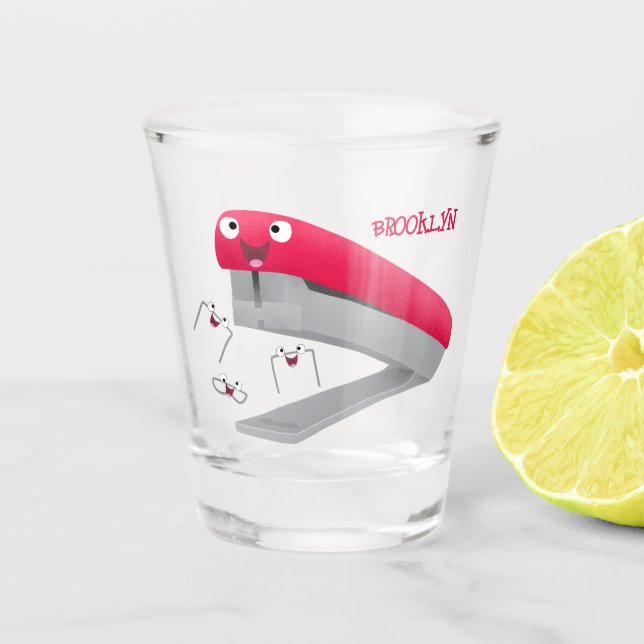 Verre A Shot Caricature en agrafeuse rouge pâle (Devant)