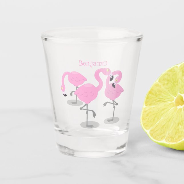 Verre A Shot Caricature en trio flamand rose mou (Devant)