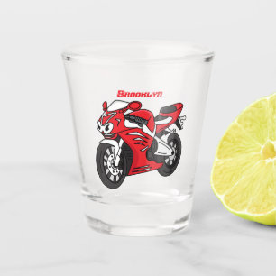 Verre A Shot Caricature moto de sport rouge mou