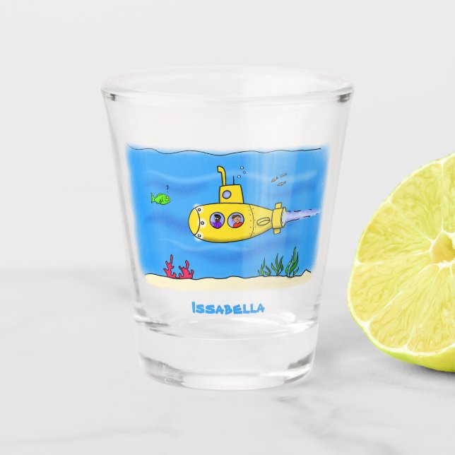 Verre A Shot Caricature sous-marine joyeuse (Devant)