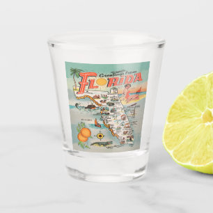Verre A Shot Carte de Floride Vintage avec illustrations rétro