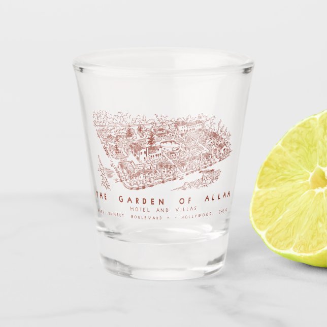 Verre A Shot Carte du Garden of Allah Hotel, Hollywood (Devant)