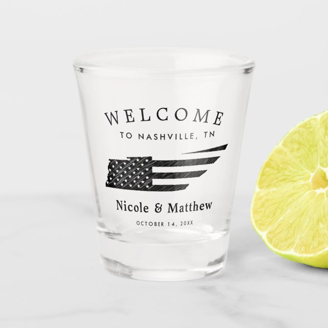 Verre A Shot Carte du Tennessee de Nashville Accueil Mariage mi (Devant)