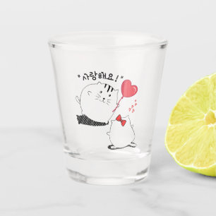 Verre A Shot Cat Couple "I love you" 사 랑 해 요 en Corée 